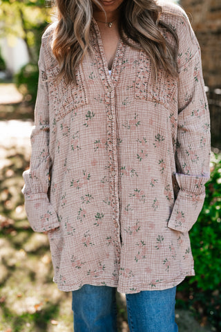 Peaceful Meadow Collared Gauze Tunic