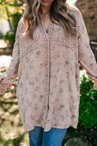 Peaceful Meadow Collared Gauze Tunic