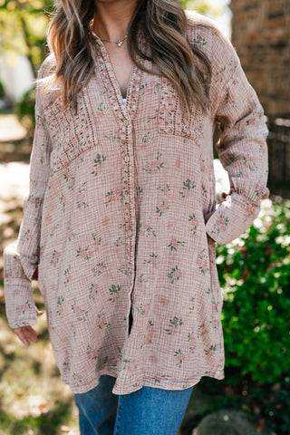 Peaceful Meadow Collared Gauze Tunic