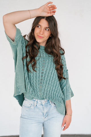 Indie Girl Short Sleeve Knit Mineral Wash Top