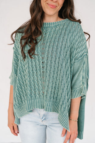 Indie Girl Short Sleeve Knit Mineral Wash Top