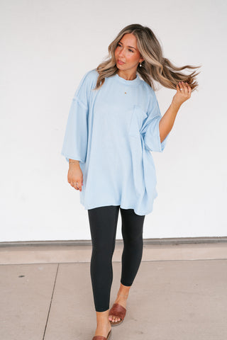 Forever Ideal Ribbed Top - Blue