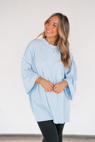 Forever Ideal Ribbed Top - Blue