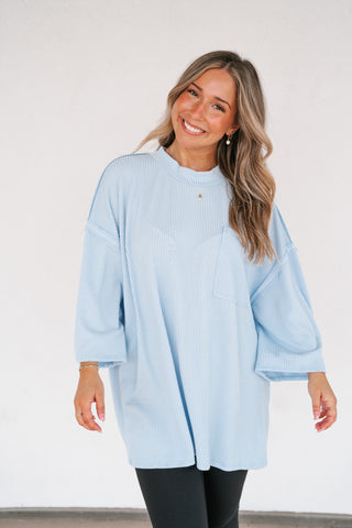 Forever Ideal Ribbed Top - Blue