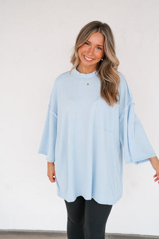 Forever Ideal Ribbed Top - Blue