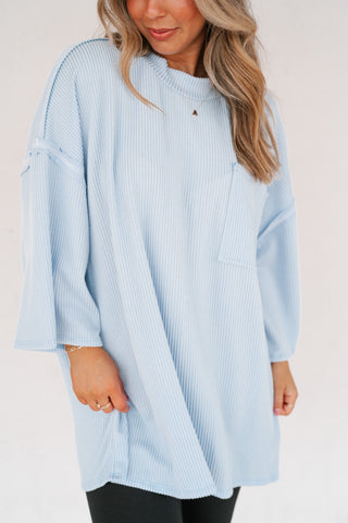 Forever Ideal Ribbed Top - Blue