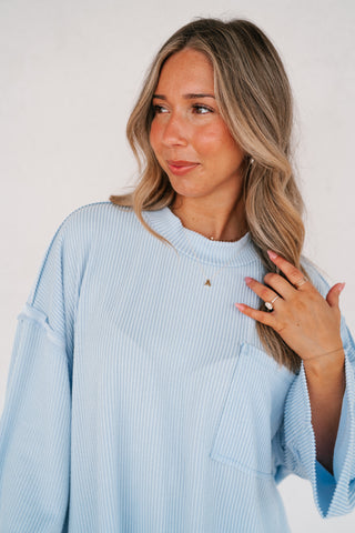 Forever Ideal Ribbed Top - Blue