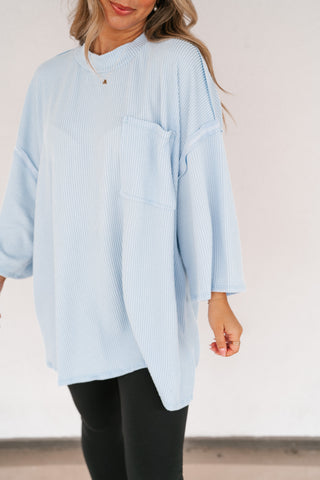 Forever Ideal Ribbed Top - Blue