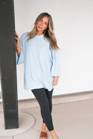 Forever Ideal Ribbed Top - Blue