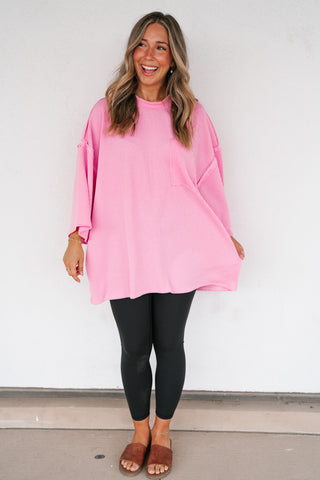 Forever Ideal Ribbed Top - Pink