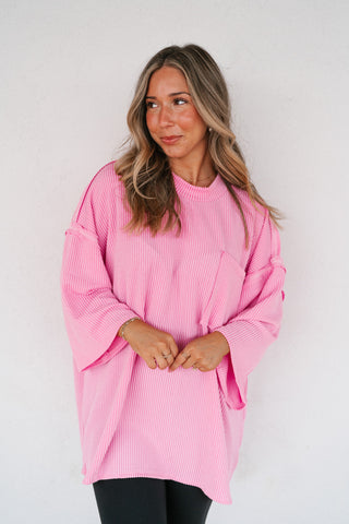 Forever Ideal Ribbed Top - Pink