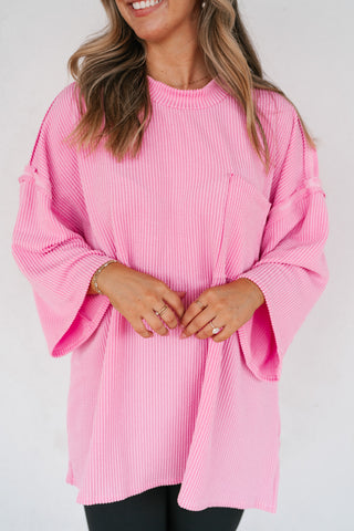 Forever Ideal Ribbed Top - Pink