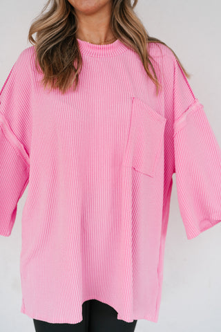 Forever Ideal Ribbed Top - Pink