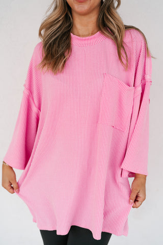 Forever Ideal Ribbed Top - Pink