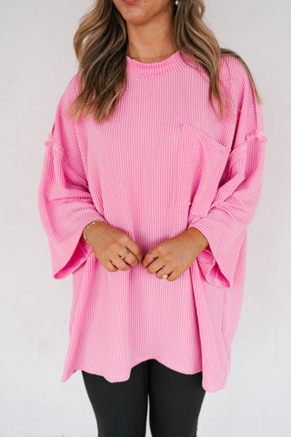 Forever Ideal Ribbed Top - Pink