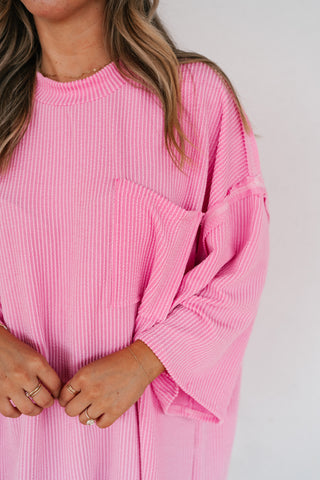 Forever Ideal Ribbed Top - Pink