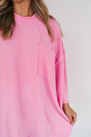 Forever Ideal Ribbed Top - Pink