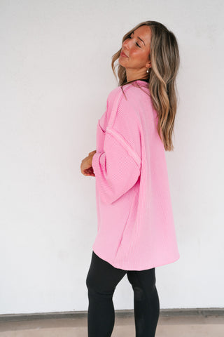 Forever Ideal Ribbed Top - Pink