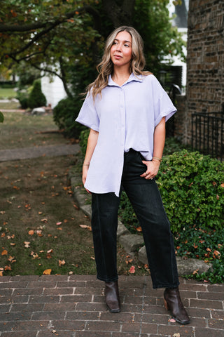 Pearl Drift Collared Top - Lavender