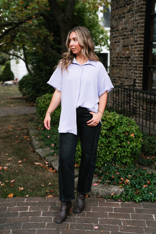 Pearl Drift Collared Top - Lavender