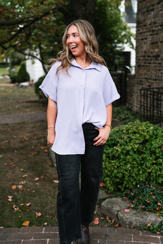 Pearl Drift Collared Top - Lavender