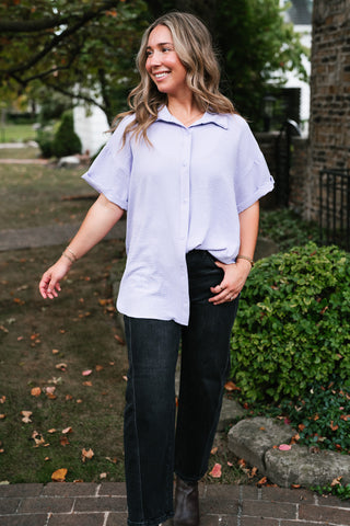 Pearl Drift Collared Top - Lavender