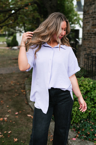 Pearl Drift Collared Top - Lavender