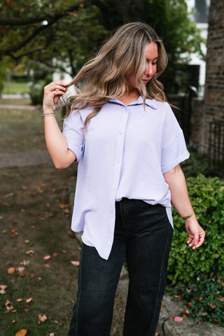 Pearl Drift Collared Top - Lavender
