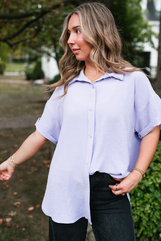 Pearl Drift Collared Top - Lavender