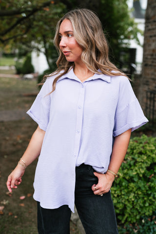 Pearl Drift Collared Top - Lavender