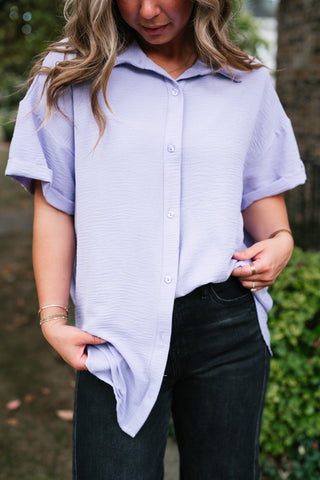 Pearl Drift Collared Top - Lavender