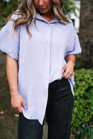Pearl Drift Collared Top - Lavender