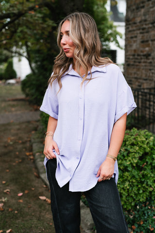Pearl Drift Collared Top - Lavender