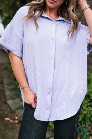 Pearl Drift Collared Top - Lavender