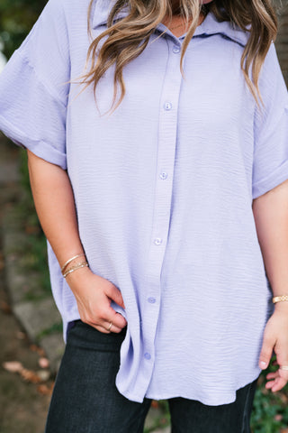 Pearl Drift Collared Top - Lavender