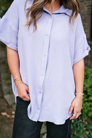 Pearl Drift Collared Top - Lavender