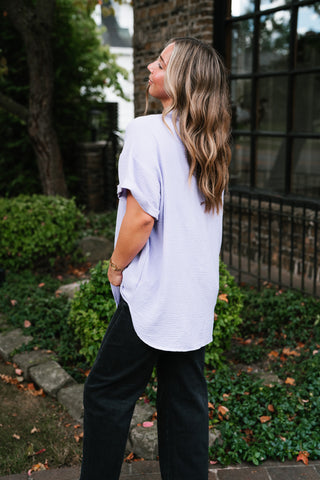 Pearl Drift Collared Top - Lavender