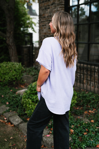 Pearl Drift Collared Top - Lavender