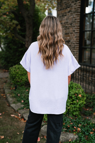 Pearl Drift Collared Top - Lavender