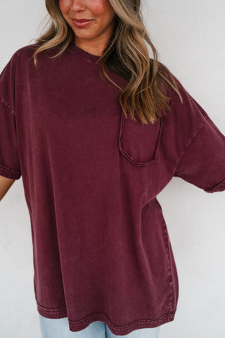 Fireside Mineral Wash Short Sleeve Top - Plum