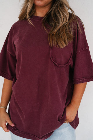 Fireside Mineral Wash Short Sleeve Top - Plum