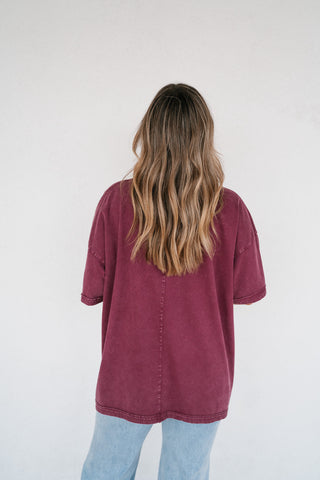Fireside Mineral Wash Short Sleeve Top - Plum