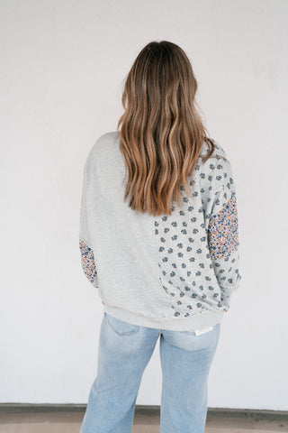 Forevermore Patchwork Crewneck - Heather Gray