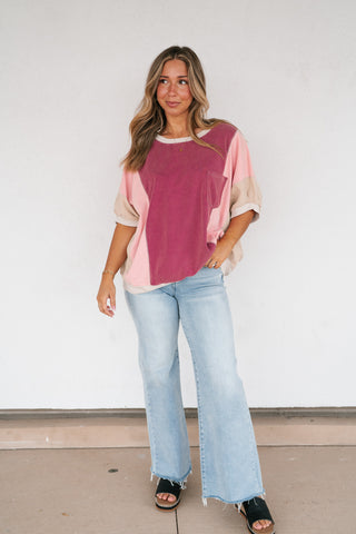 Georgia Color Block Top - Berry