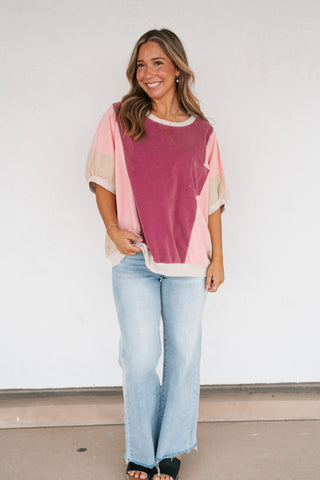 Georgia Color Block Top - Berry