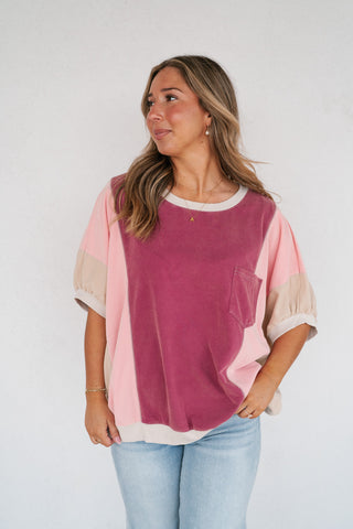 Georgia Color Block Top - Berry