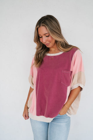 Georgia Color Block Top - Berry