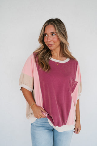 Georgia Color Block Top - Berry