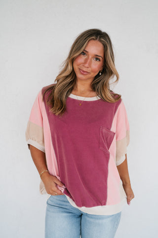 Georgia Color Block Top - Berry