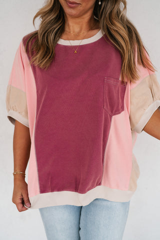 Georgia Color Block Top - Berry